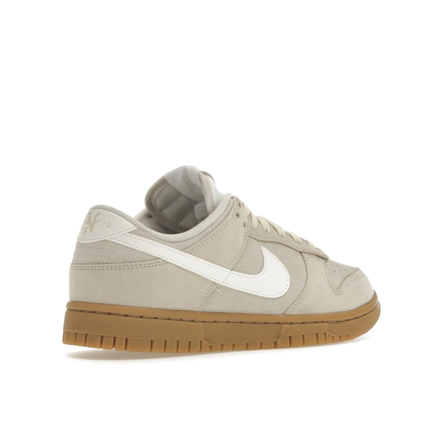 Nike Dunk Low SE Hangul Day Women's sneakers, back view, model FQ8147-104 in beige with gum sole and white details.