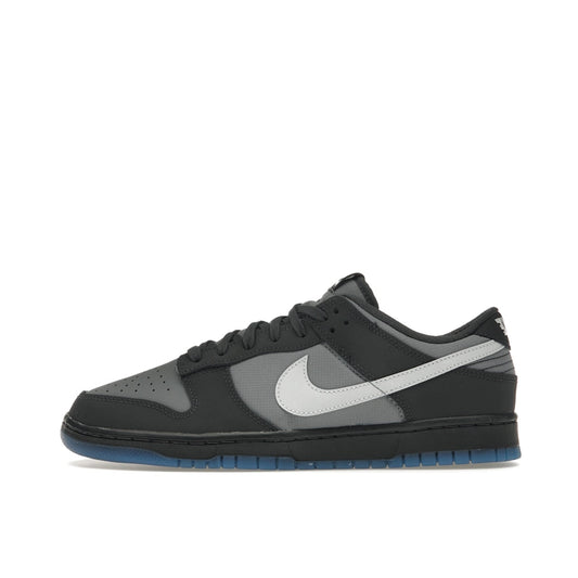 Nike Dunk Low sneakers, side view, model FV0384-001 in anthracite with black and grey details.