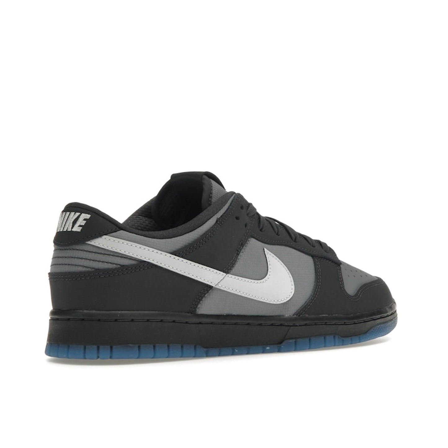 Nike Dunk Low sneakers, back view, model FV0384-001 in anthracite with black and grey details.