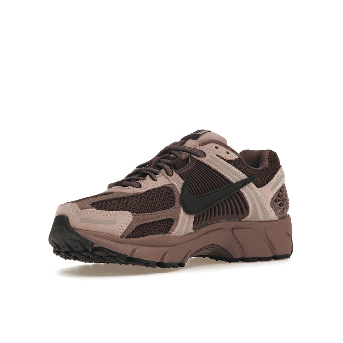 Nike Zoom Vomero 5 sneakers in Plum Eclipse, front view, model FV1166-200 for women in plum and brown.