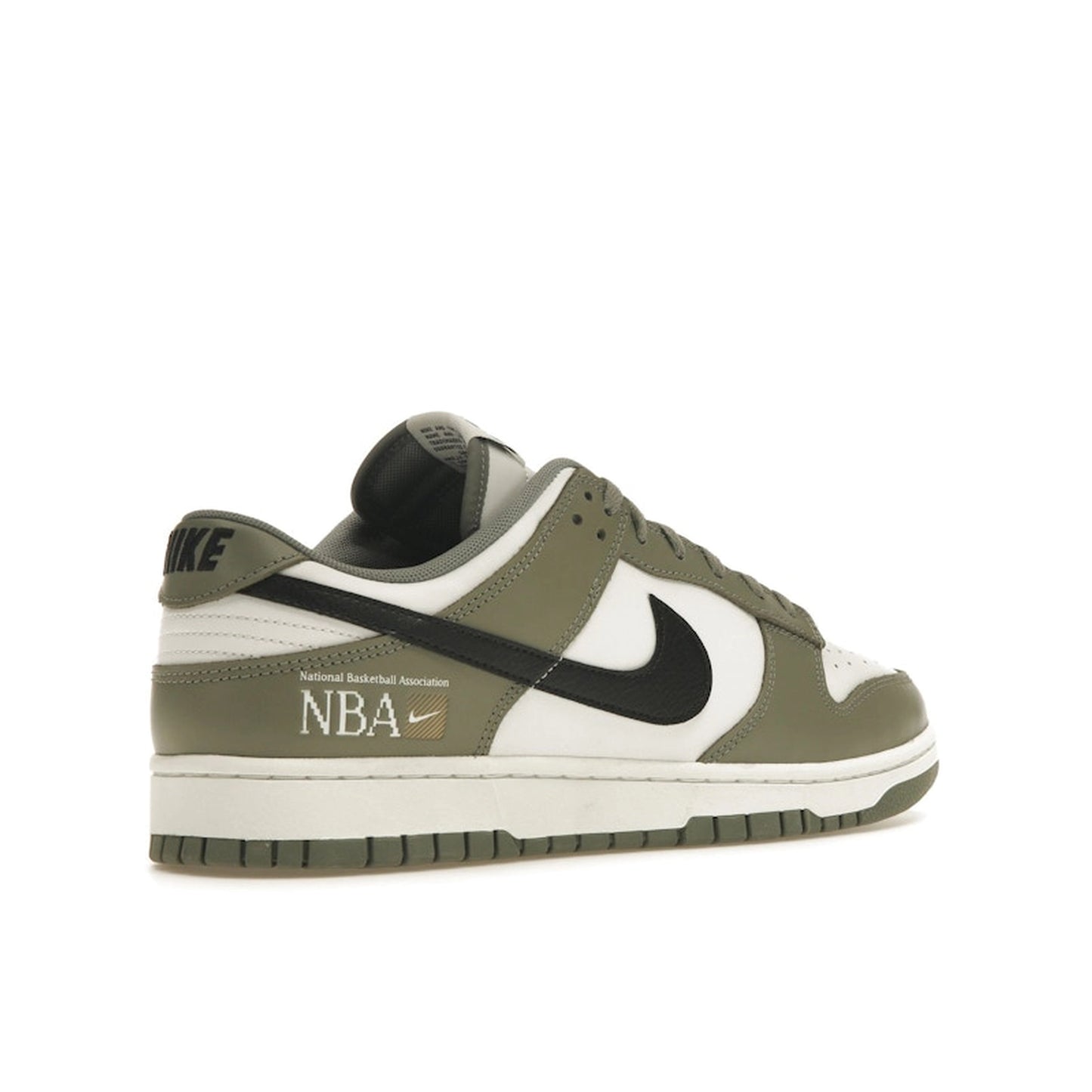 Nike Dunk Low NBA Paris sneakers, back view, model FZ4624-001 in grey and white.