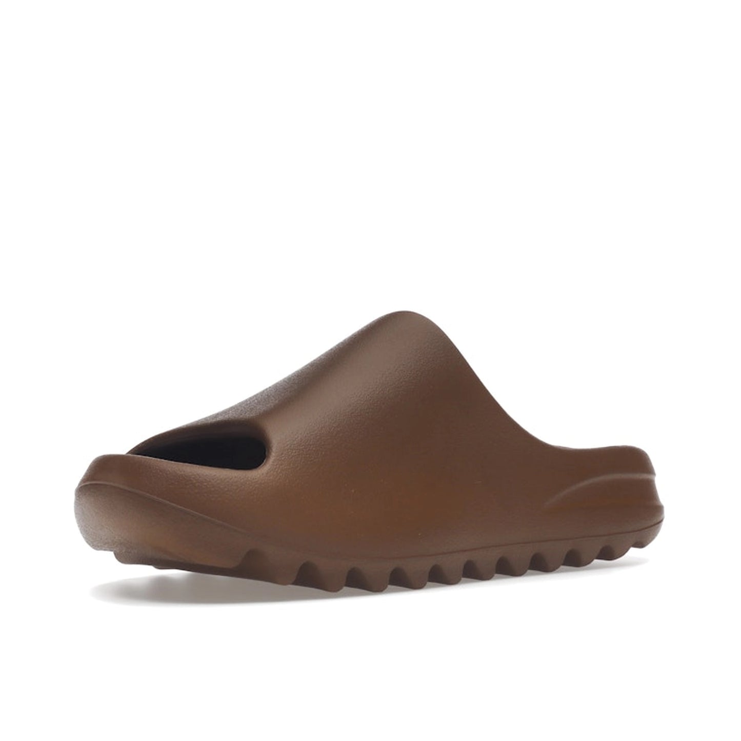 adidas Yeezy Slide Flax, front view, in monochrome flax brown.