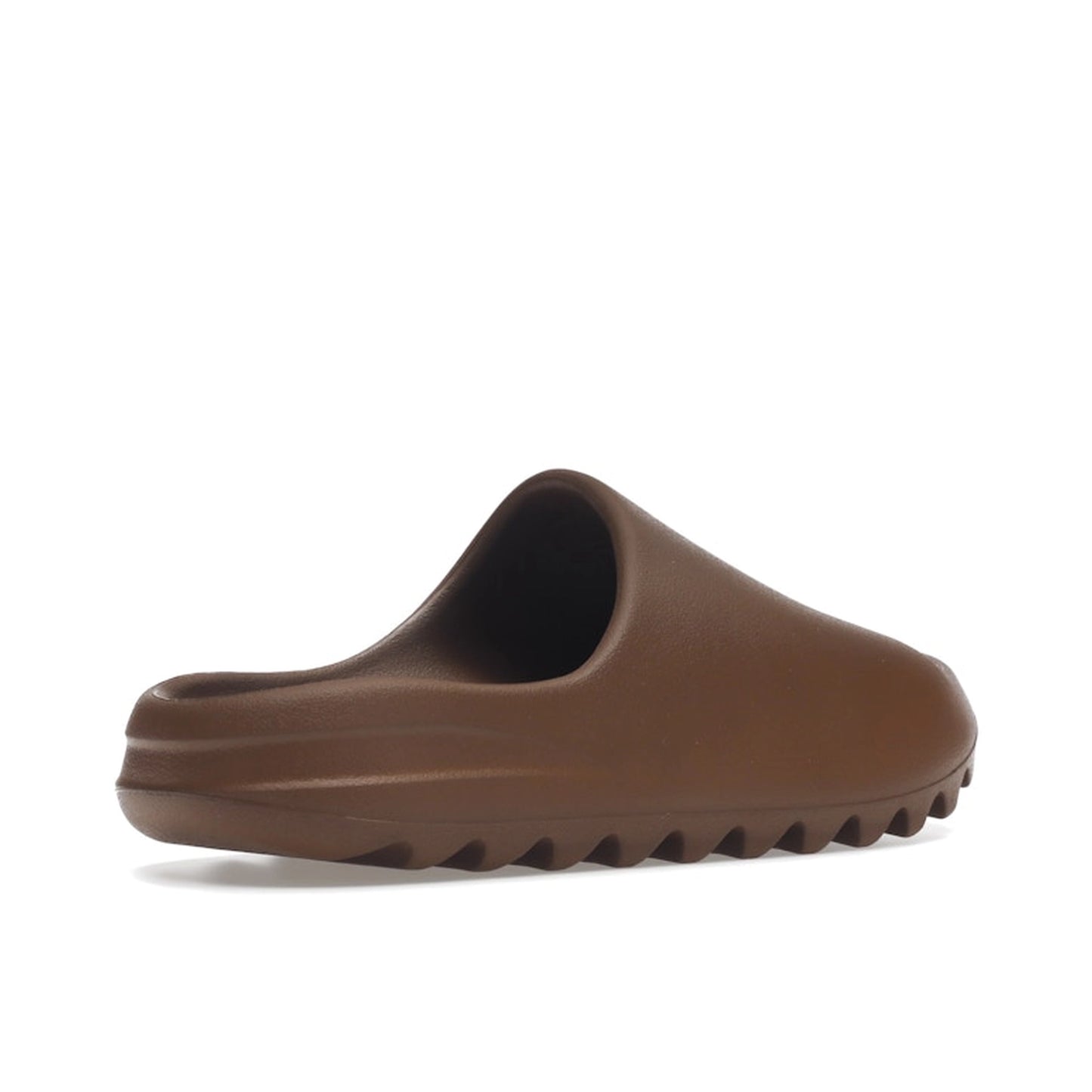 adidas Yeezy Slide Flax, back view, in monochrome flax brown.