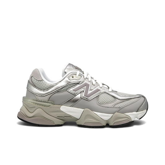New Balance 9060 sneakers in raincloud grey and truffle salt beige with mesh upper