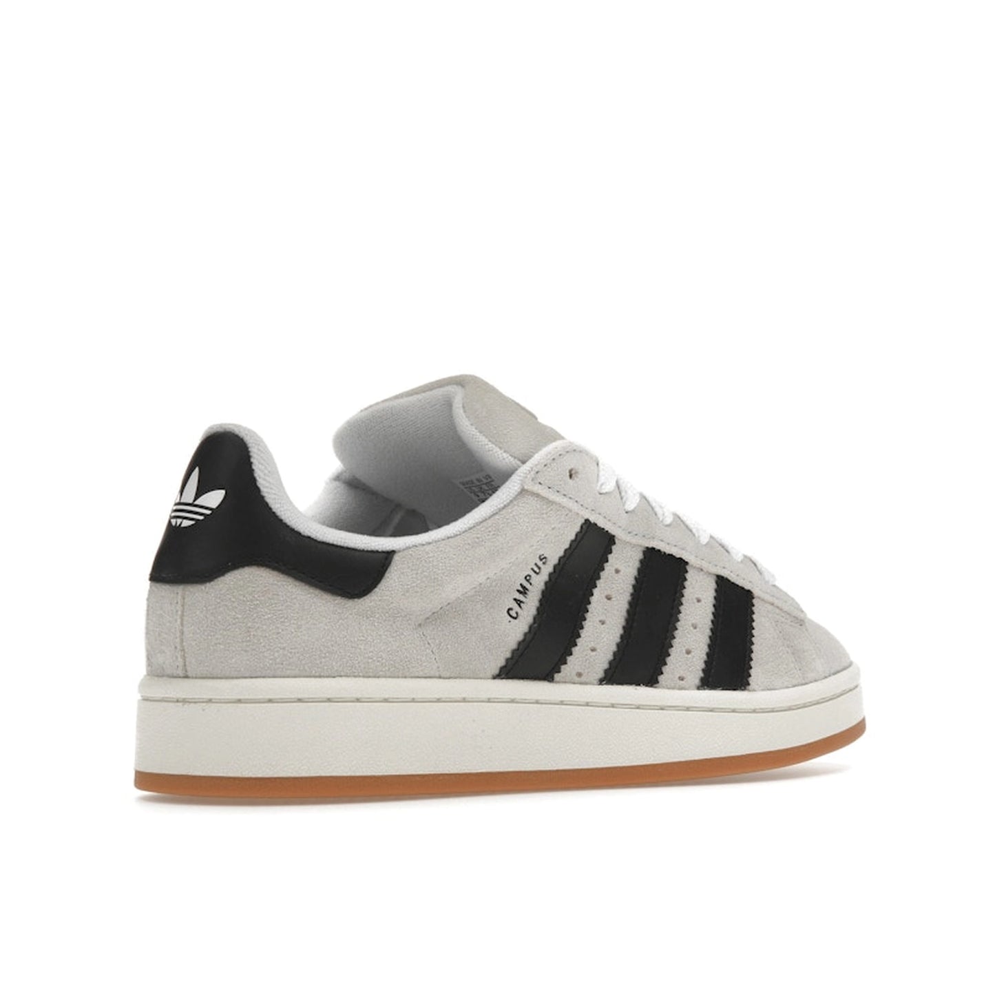 Adidas Campus 00s sneakers, back view, model GY0042, crystal white with core black, women's.