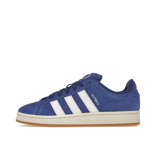 Adidas Campus 00s, top view, unisex model H03471, Semi Lucid Blue with Cloud White, chunky sole.