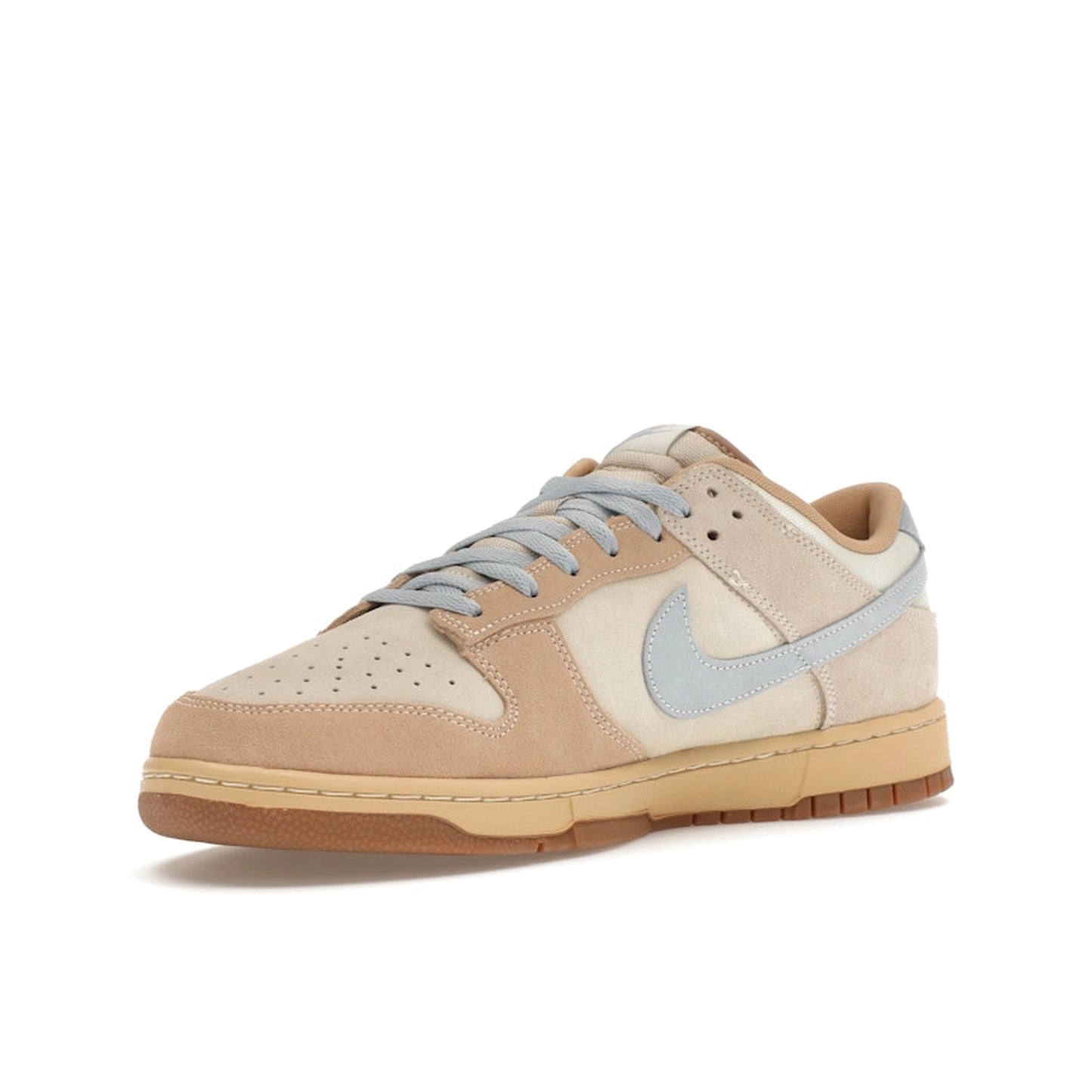 Nike Dunk Low Sanddrift sneakers, front view, model HF0106-100, in light armory blue with sanddrift and white accents.