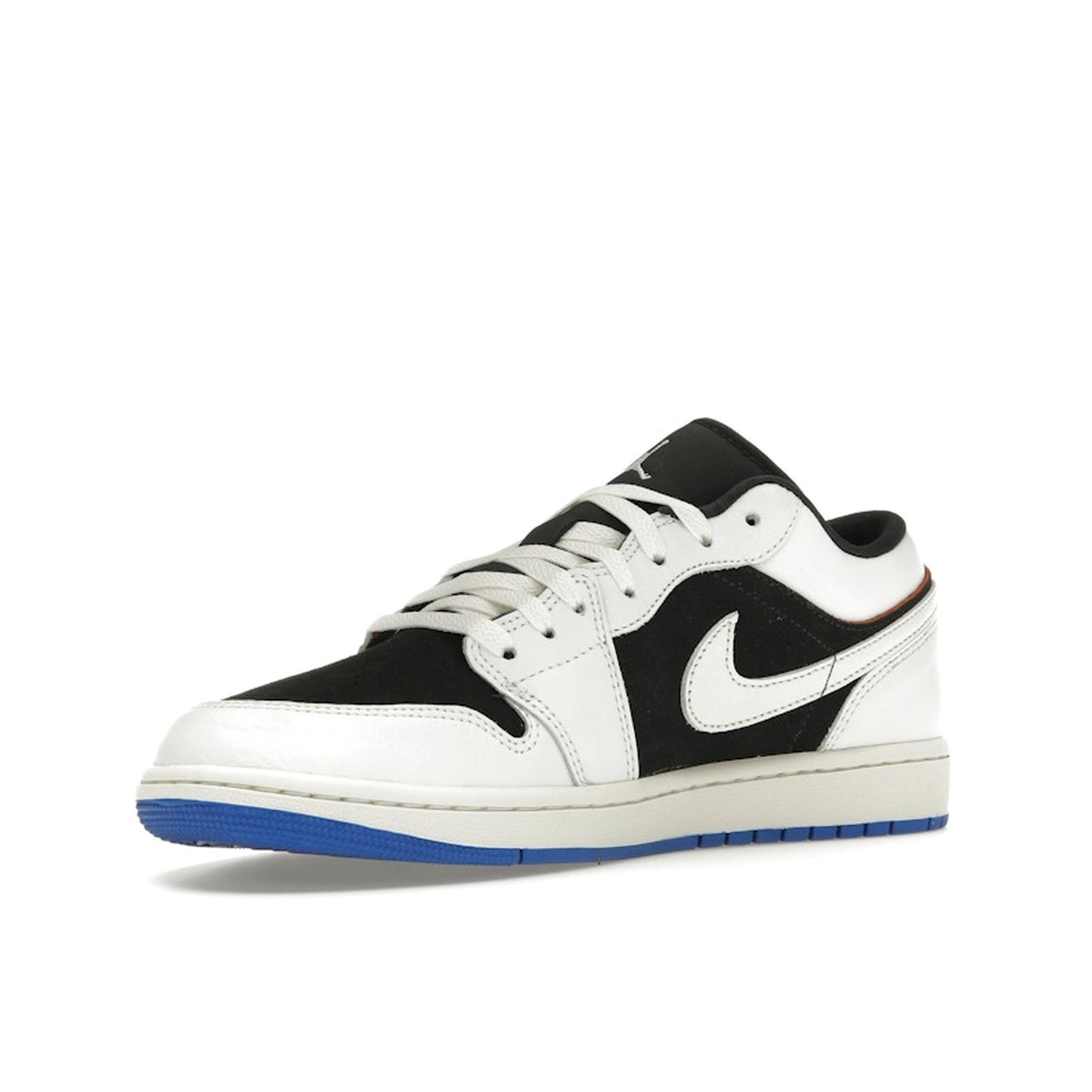 Jordan 1 Low Quai 54 (2024) sneakers, front view, model HQ0764-001, black and white accents.
