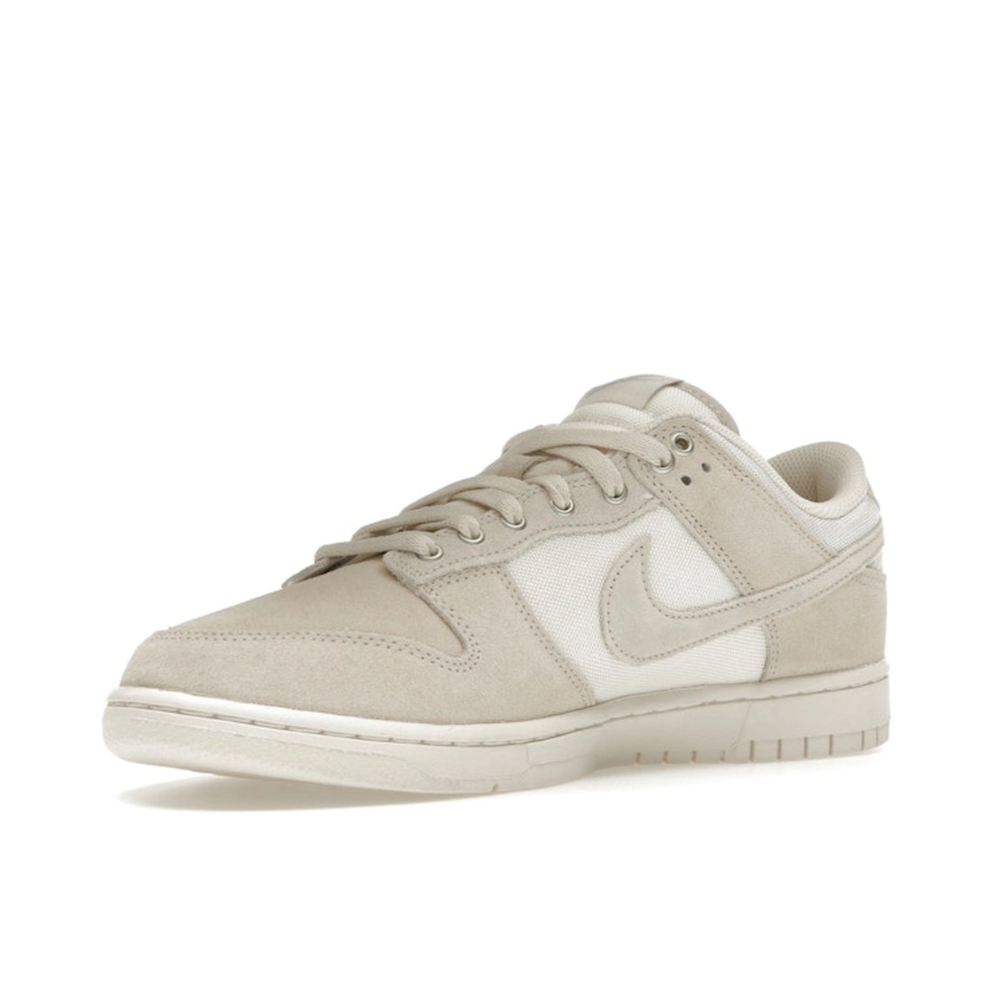 Nike Dunk Low sneakers, front view, in light orewood brown with Cordura fabric construction.