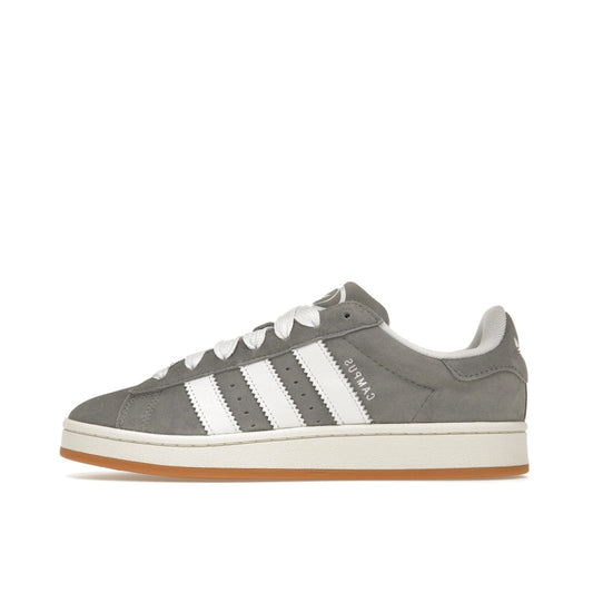 Adidas Campus 00s Grey White sneakers, top view, model HQ8707, grey and white.