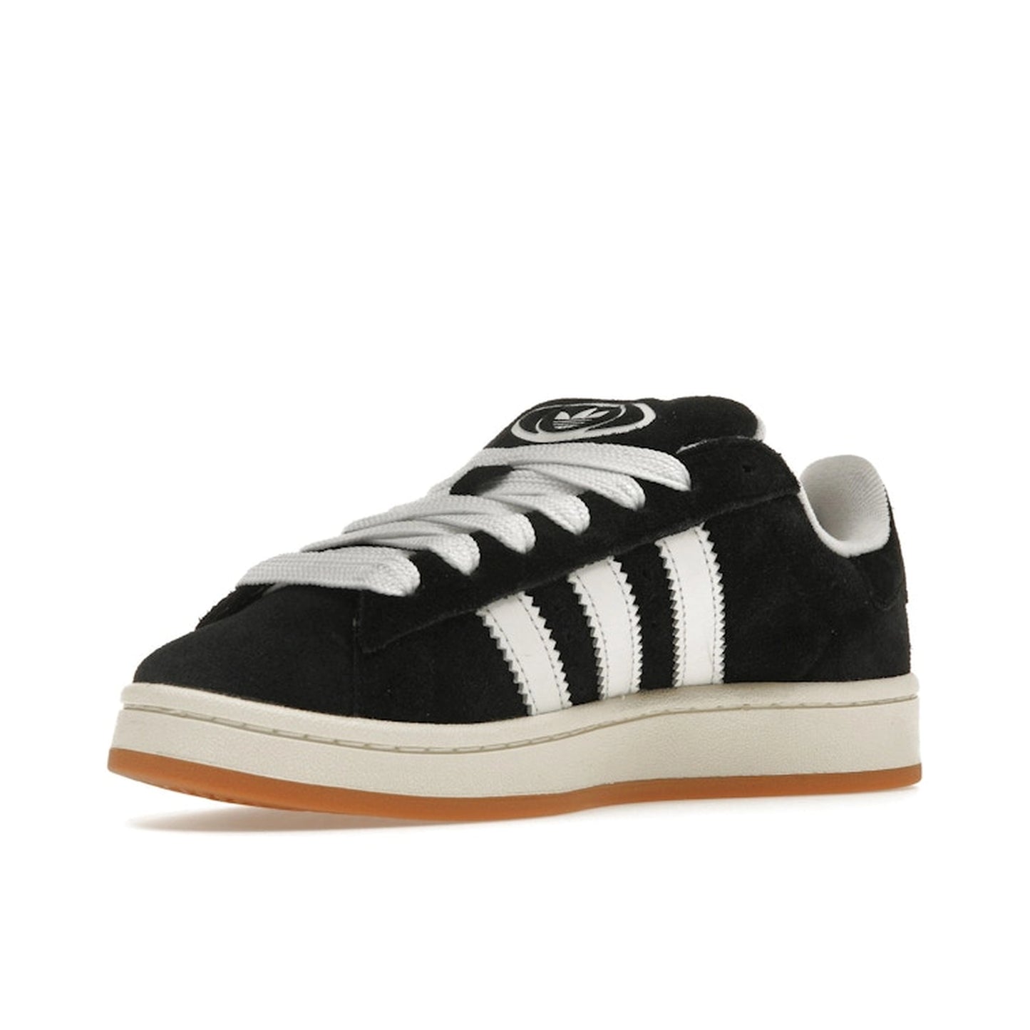 Adidas Campus 00s Core Black sneakers, front view, model HQ8708, black suede upper.