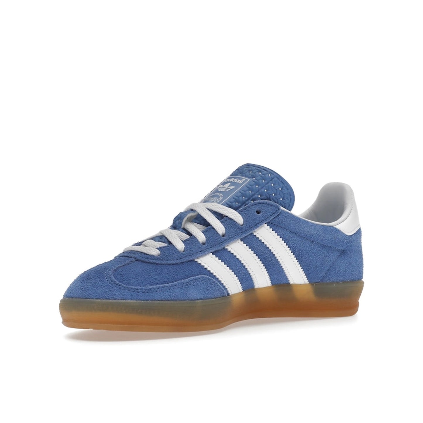 Adidas Gazelle Indoor sneakers, sole view, model HQ8717-1, blue fusion with gum sole, women's.
