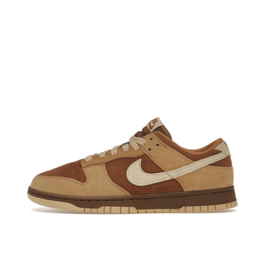 Nike Dunk Low Reverse Maple Women’s sneakers, side view, in brown with tan overlays.