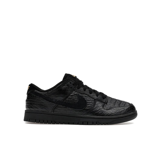 Nike Dunk Low Crocodile Black women's shoes in black, metallic gold, off noir leather