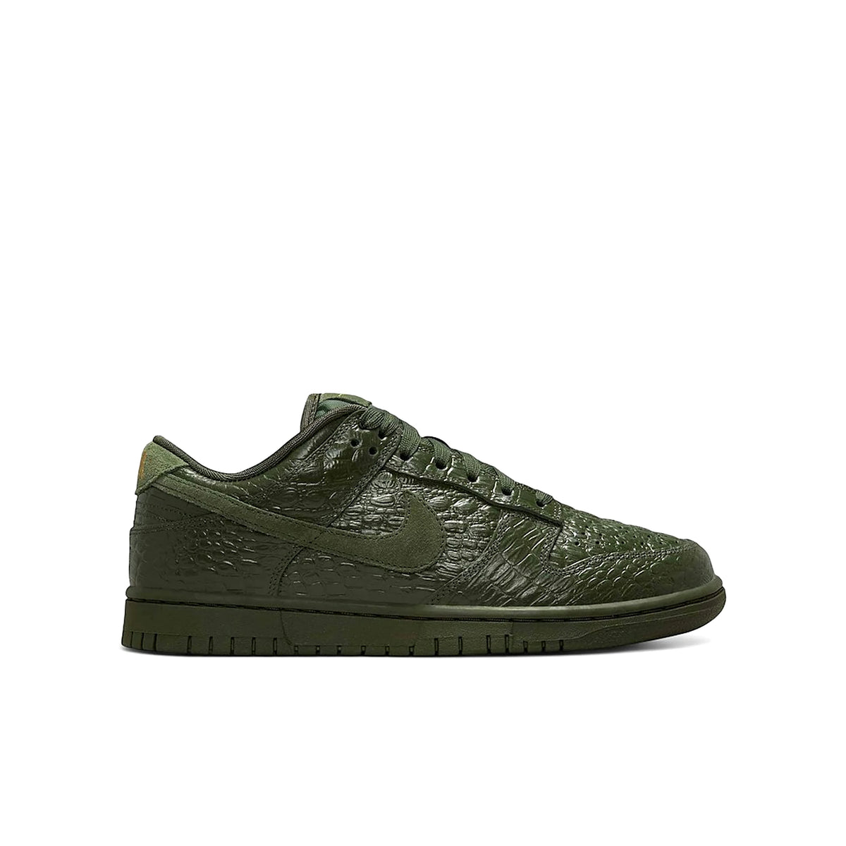 Nike Dunk Low Crocodile women's shoes carbon green, metallic gold, medium olive leather suede