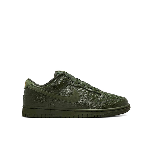 Nike Dunk Low Crocodile women's shoes carbon green, metallic gold, medium olive leather suede