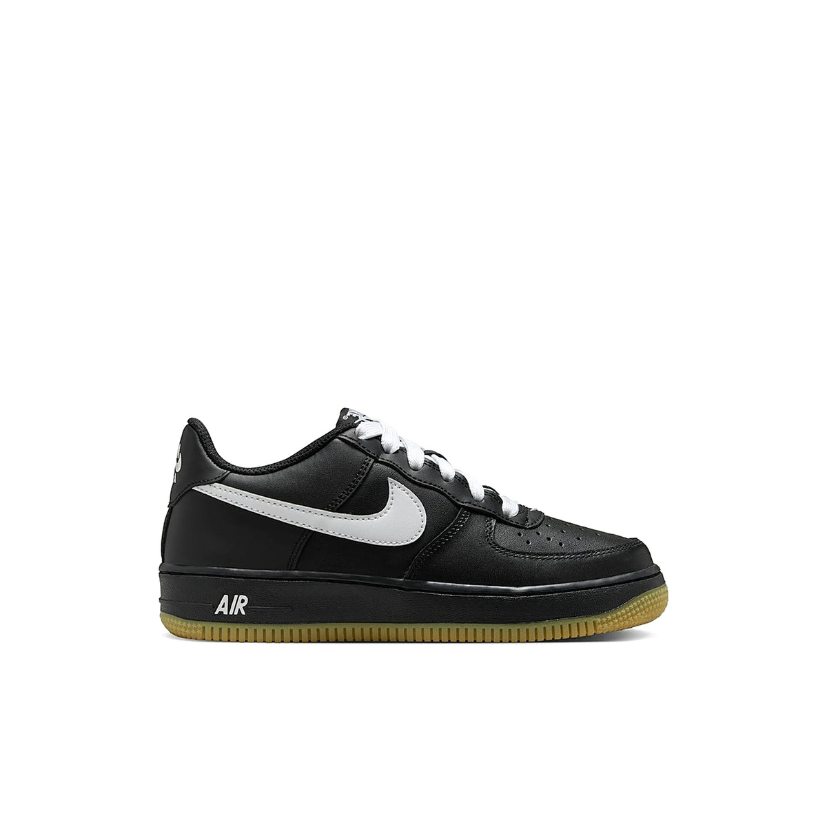Nike Air Force 1 Low LV8 in black, gum light brown, white leather