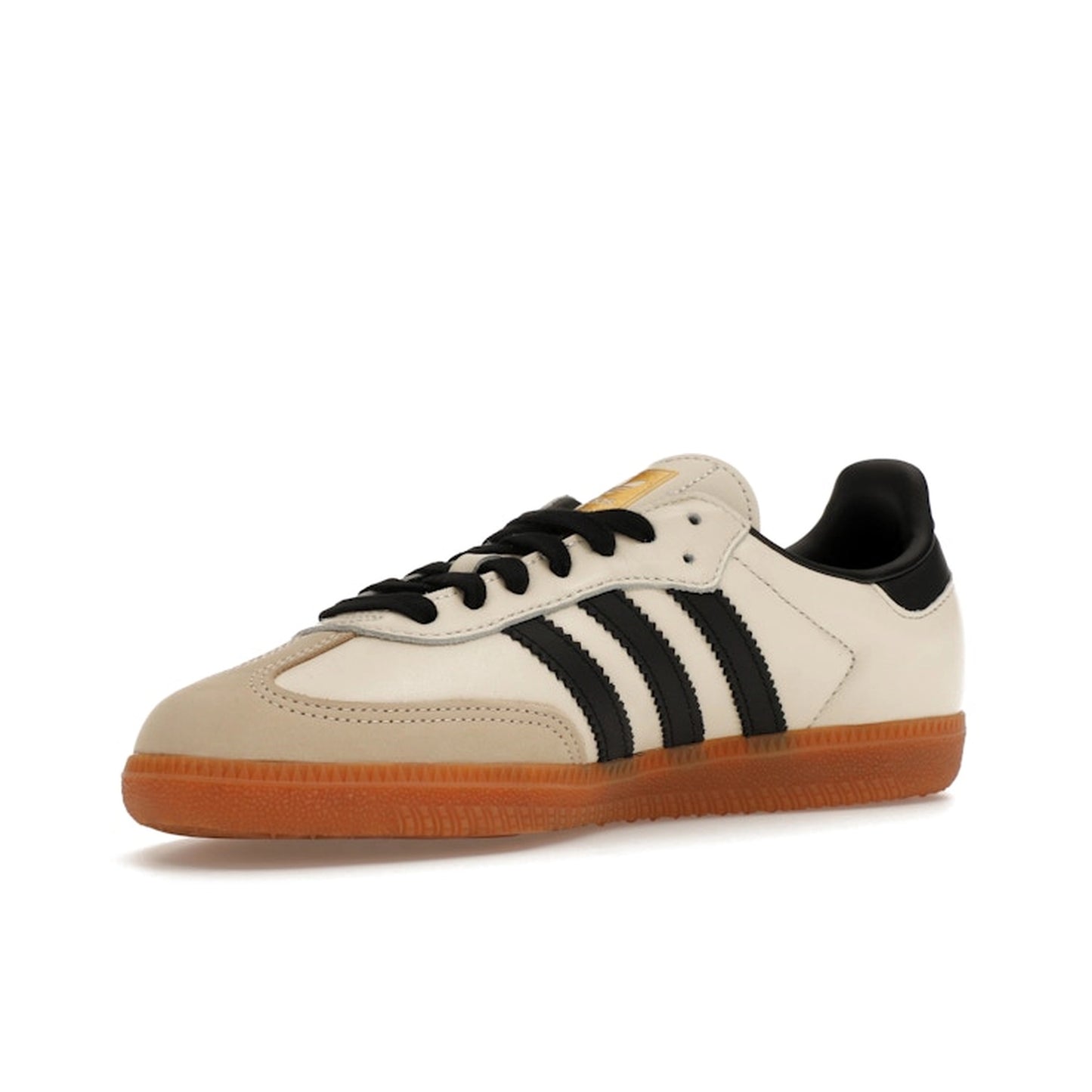 adidas Samba OG Cream White Sand Strata, front view, in cream leather with sand suede overlays.