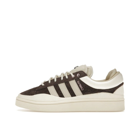 Adidas Campus Bad Bunny The Last Campus sneakers, side view, model ID2534, in brown with white and cream details.