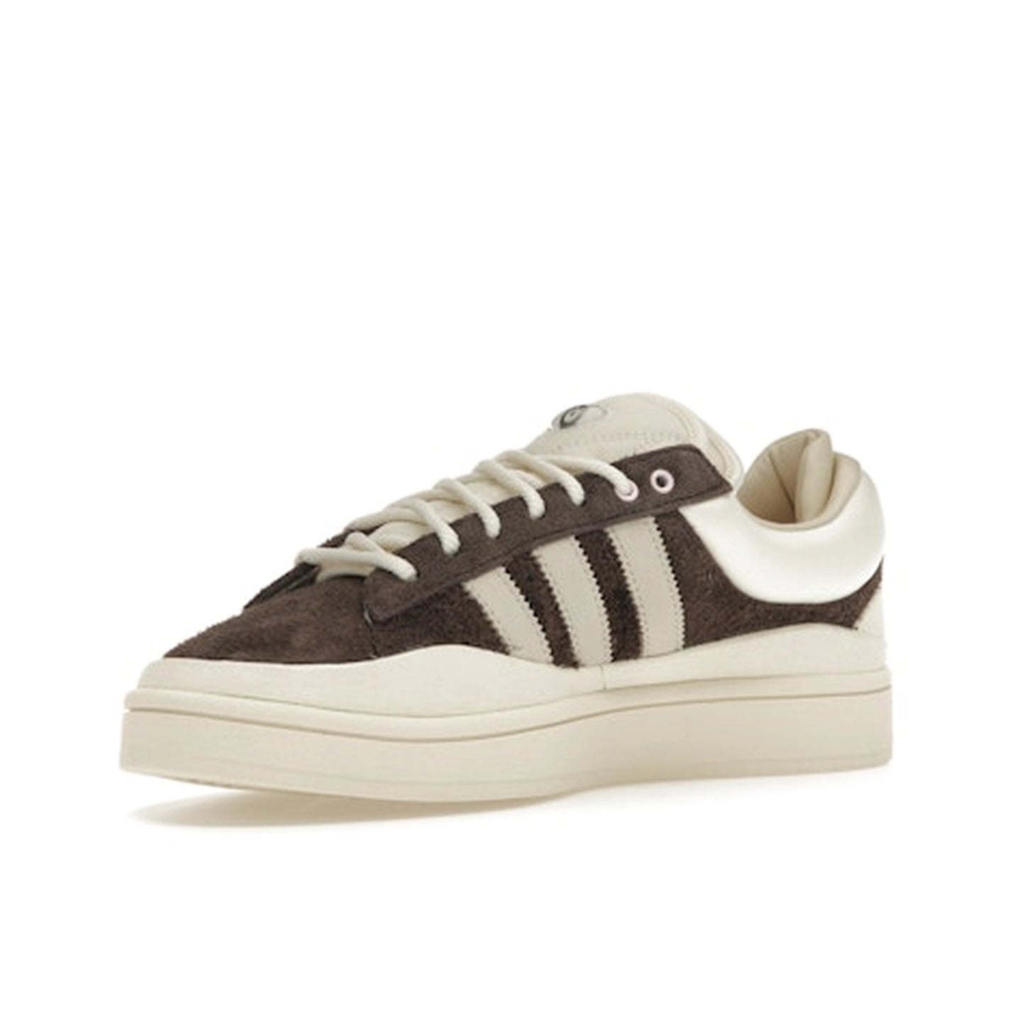Adidas Campus Bad Bunny The Last Campus sneakers, front view, model ID2534, in brown with white and cream details.