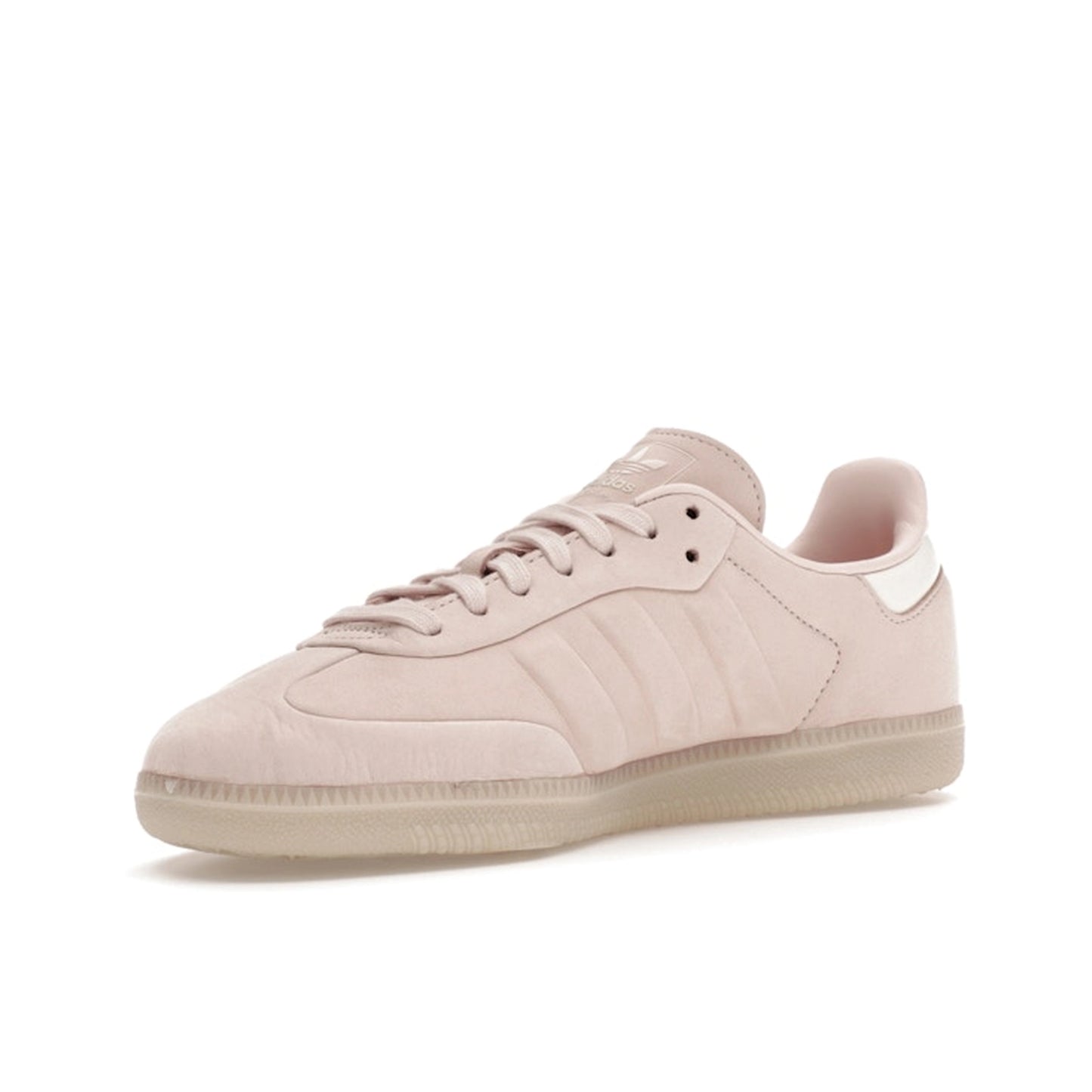 Adidas Samba Wonder sneakers, front view, model IE4958, all pink with light gum sole.