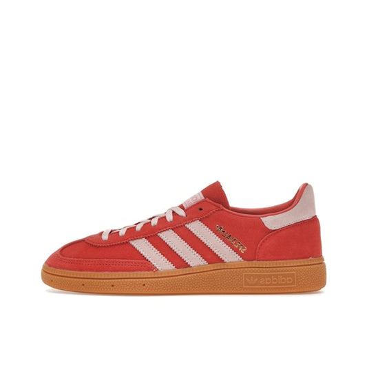 Adidas Handball Spezial sneakers, side view, model IE5894, bright red with clear pink.