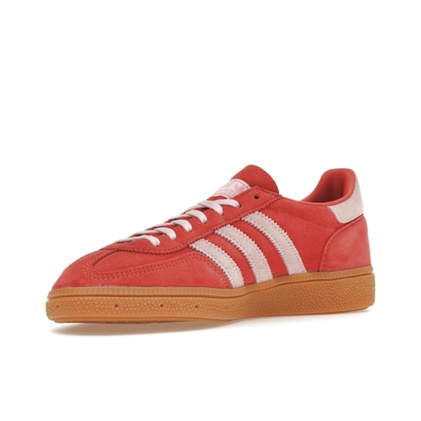 Adidas Handball Spezial sneakers, front view, model IE5894, bright red with clear pink.