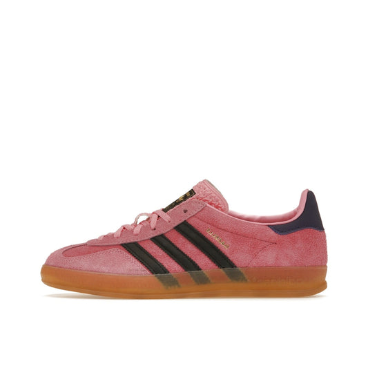 Adidas Gazelle Indoor Women's sneakers, side view, model IE7002, bliss pink with purple.