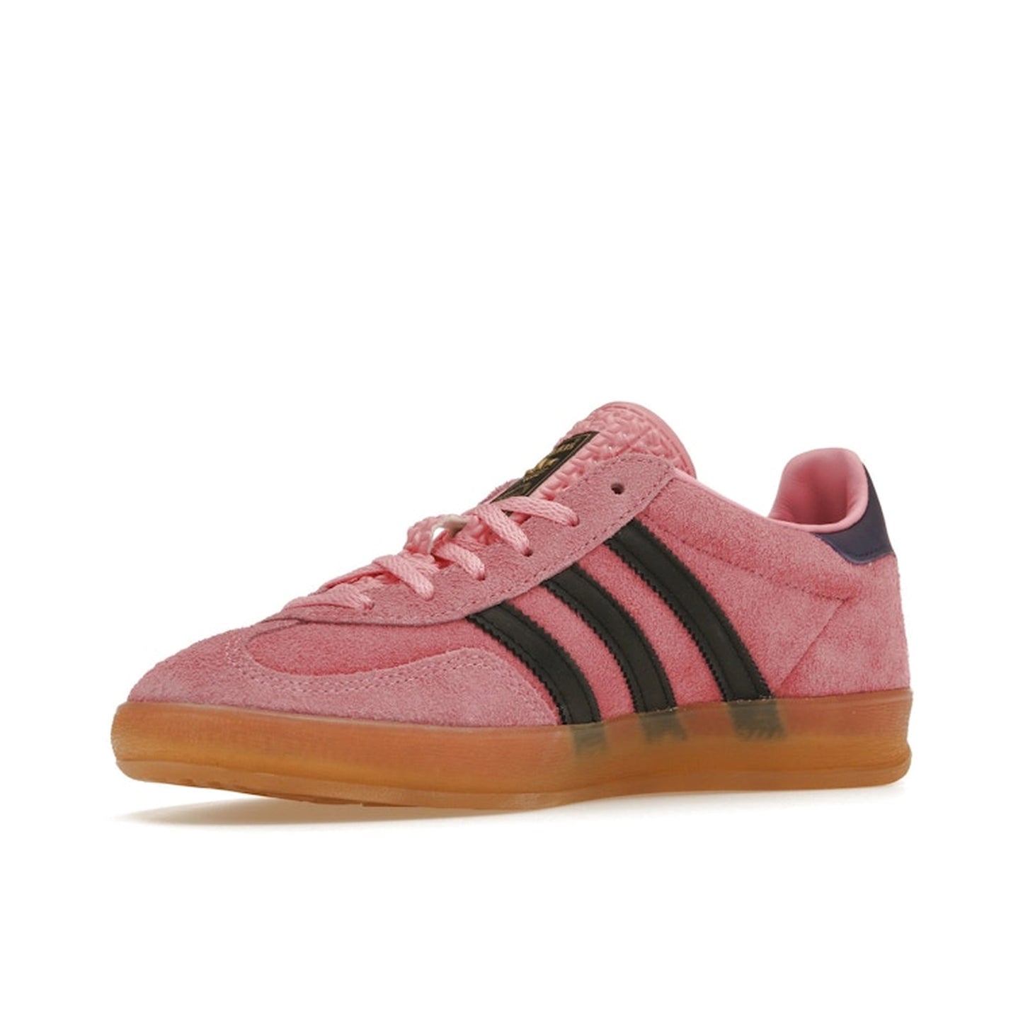 Adidas Gazelle Indoor Women's sneakers, front view, model IE7002, bliss pink with purple.