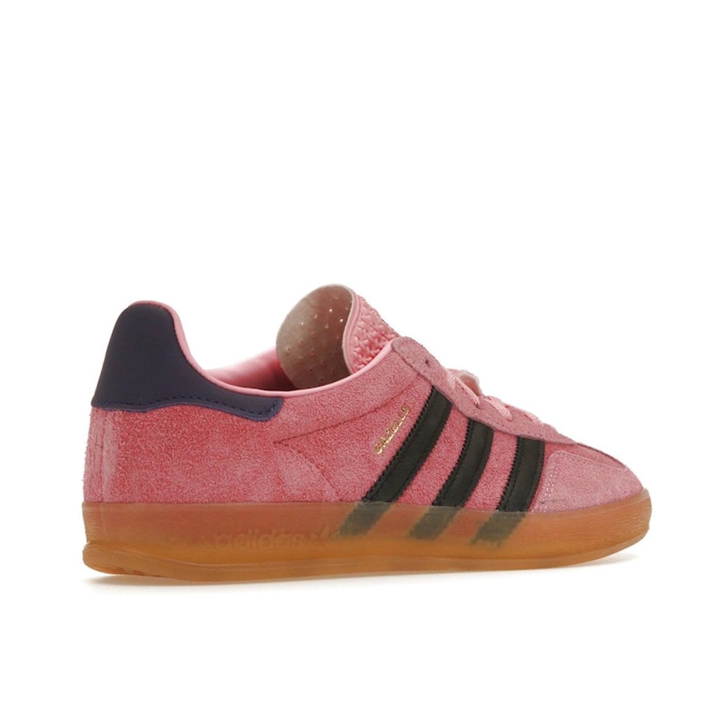 Adidas Gazelle Indoor Women's sneakers, back view, model IE7002, bliss pink with purple.