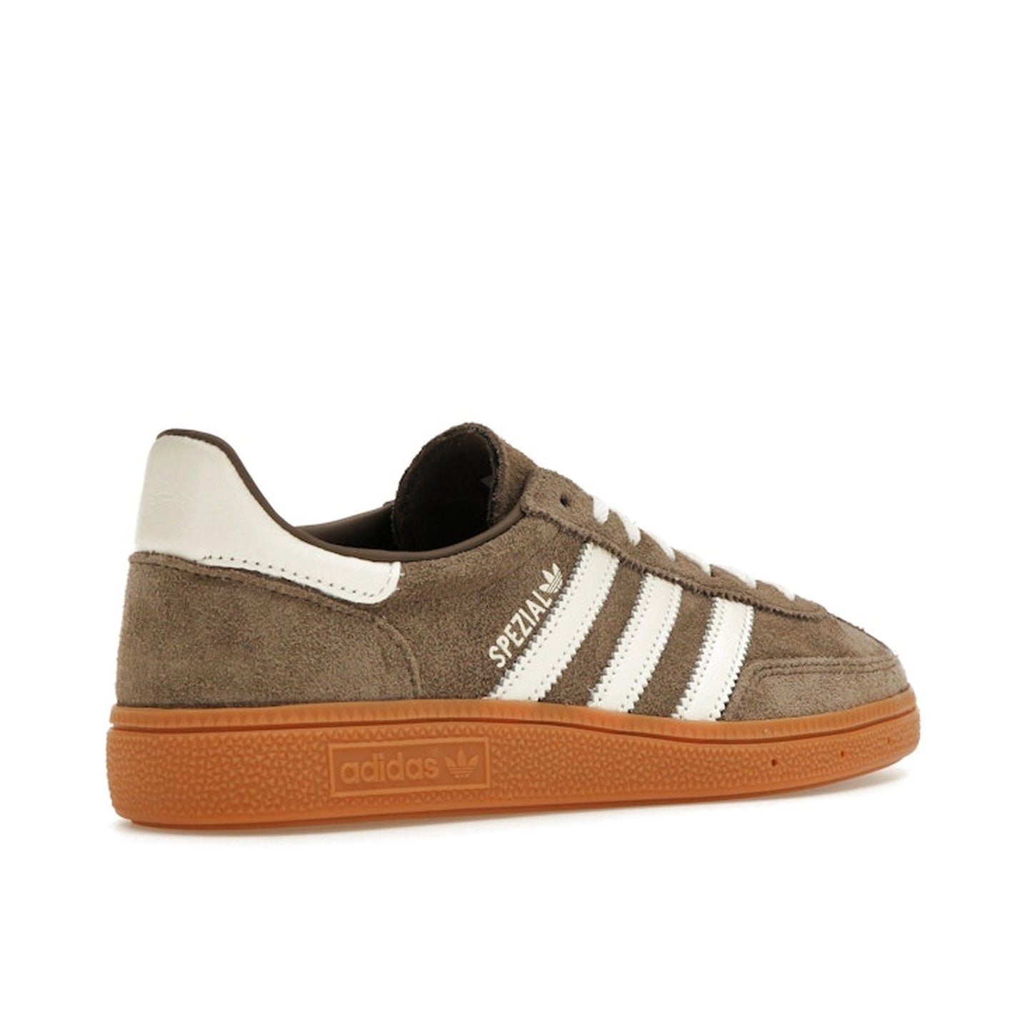 Adidas Handball Spezial sneakers, back view, model IF6490, earth strata, gum sole.