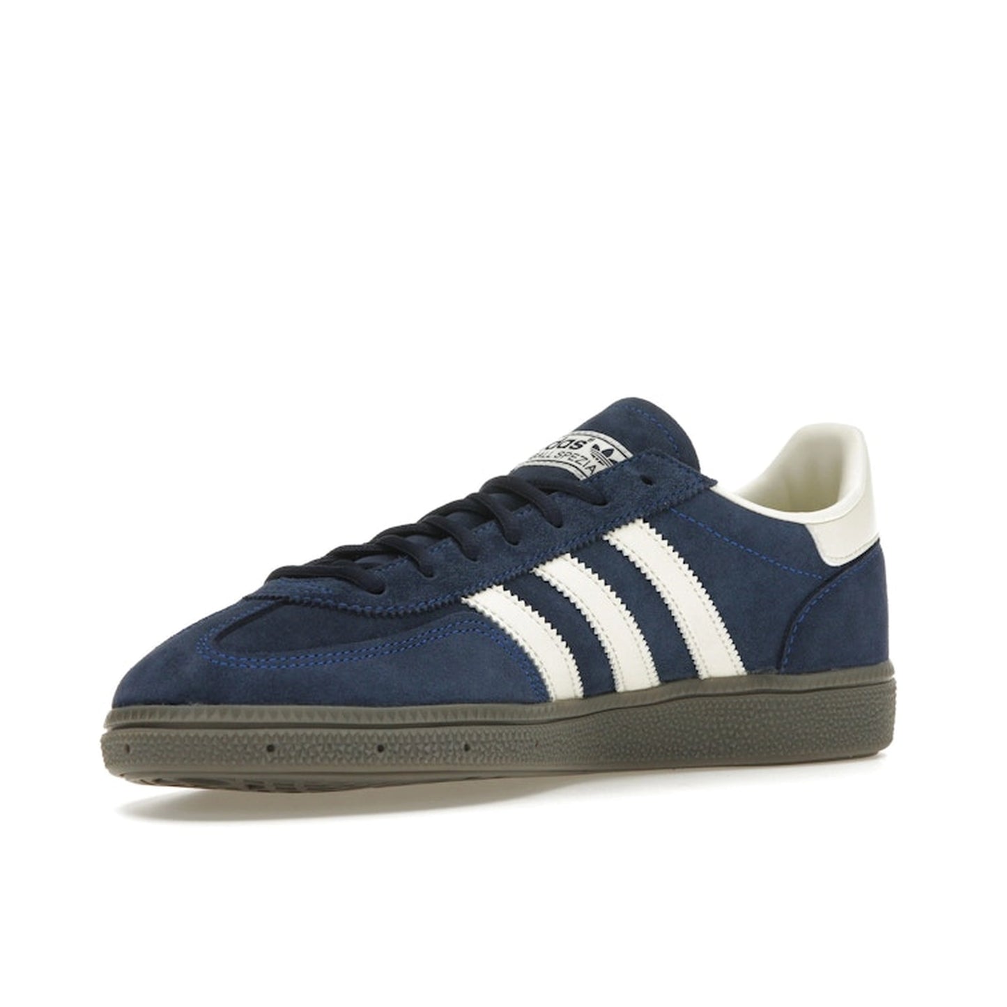 adidas Handball Spezial, front view, in night indigo with tonal suede upper and gum sole.