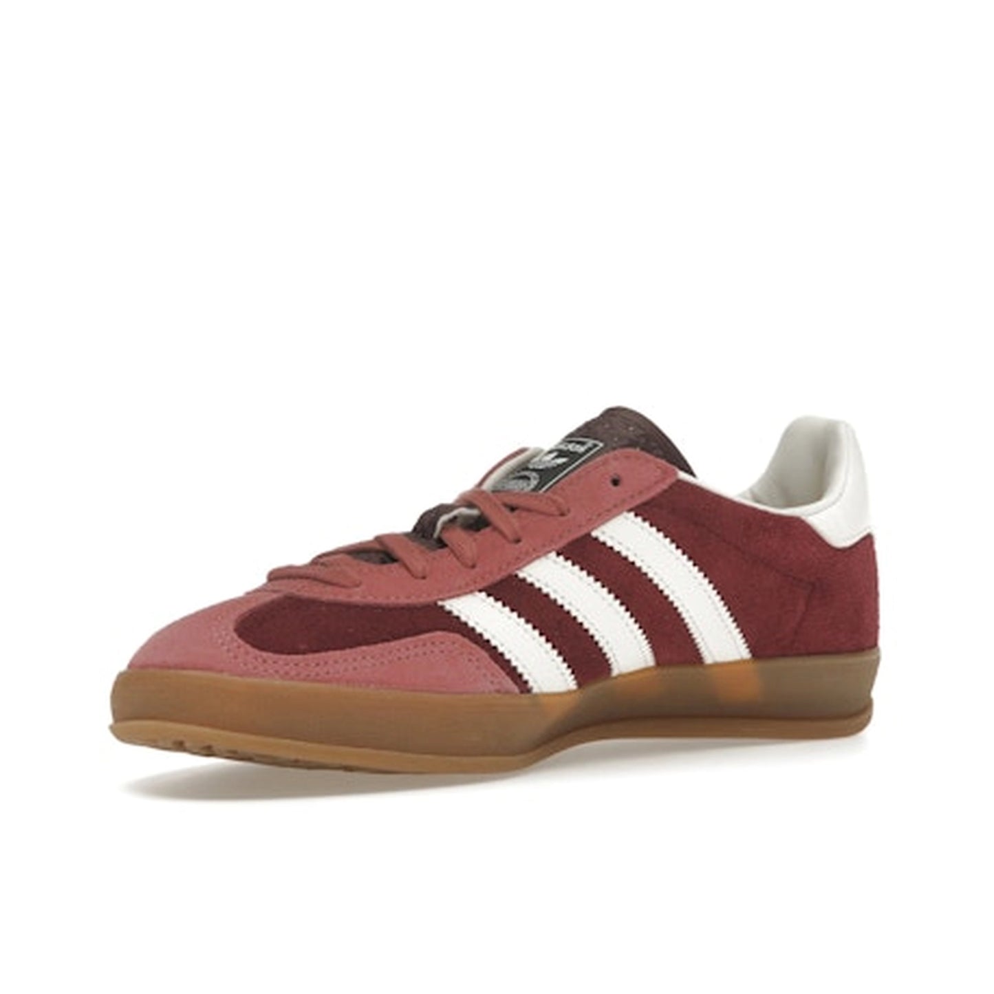 Adidas Gazelle Indoor Maroon sneakers, front view, model IF9647, featuring preloved crimson details.