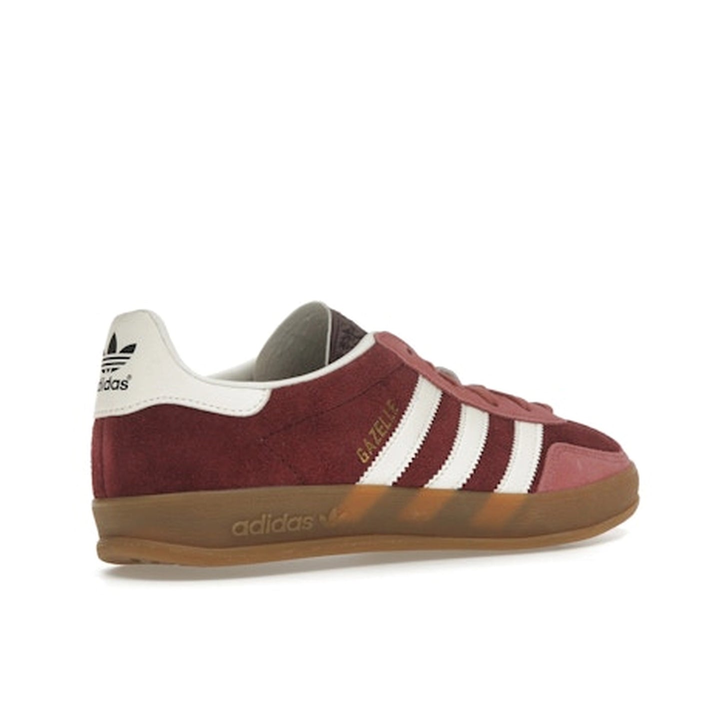 Adidas Gazelle Indoor Maroon sneakers, back view, model IF9647, featuring preloved crimson details.
