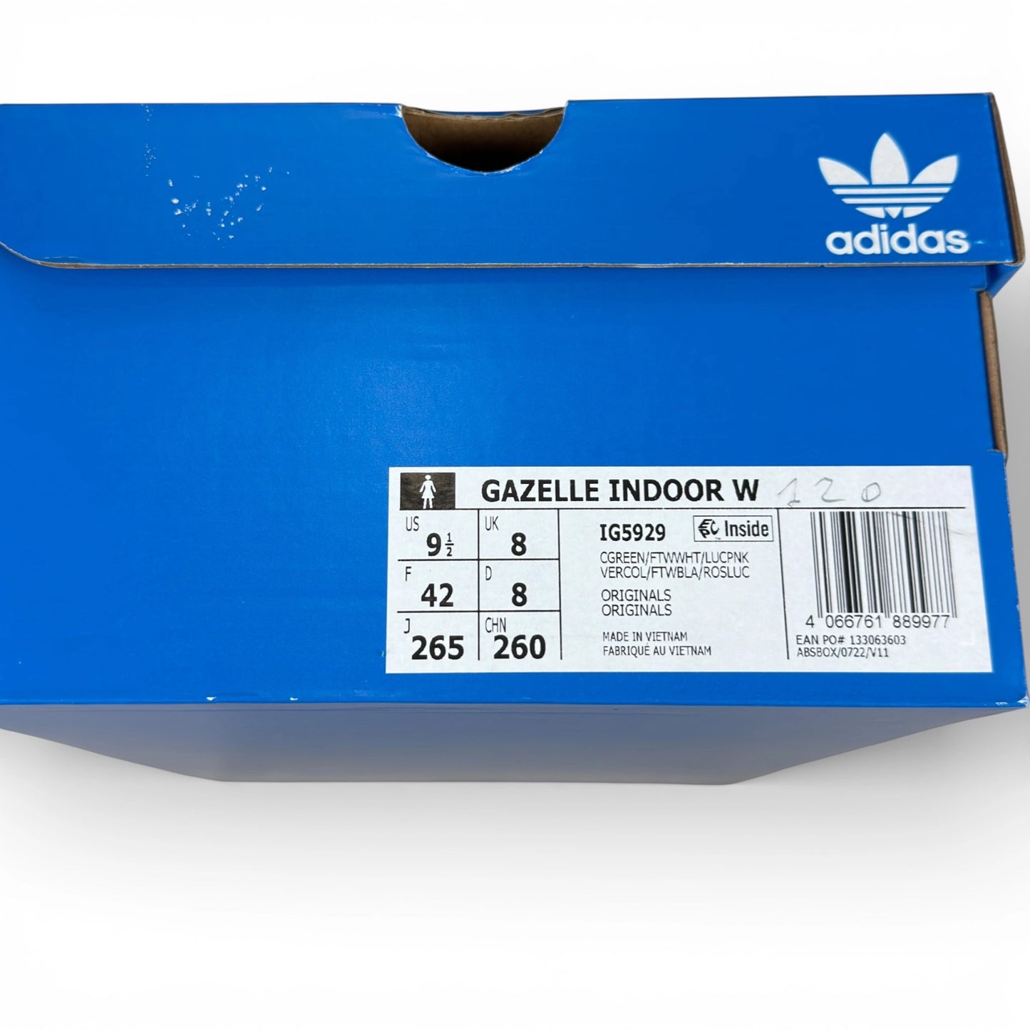 adidas Gazelle Indoor Collegiate Green Lucid Pink (Women’s) – size EU 42, brand new with original box