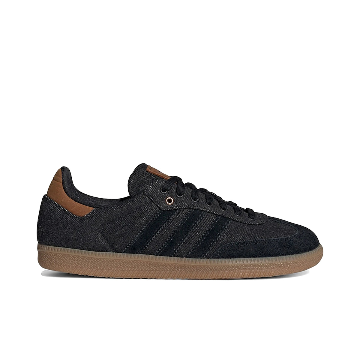 adidas Samba OG men’s shoe in black leather, denim overlay and gum sole