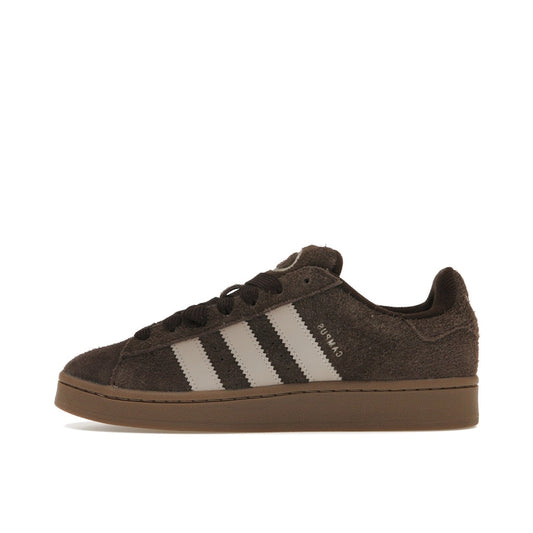 adidas Campus 00s sneakers, side view, model JH6183 in dark brown and grey tones.
