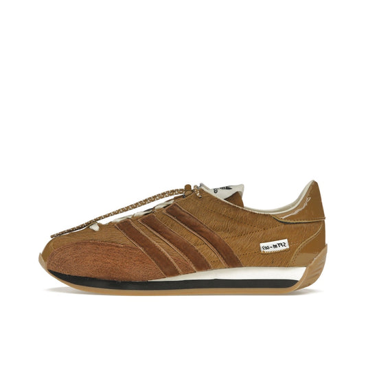 adidas Country OG Song for the Mute, side view, in bronze with deconstructed vintage look.
