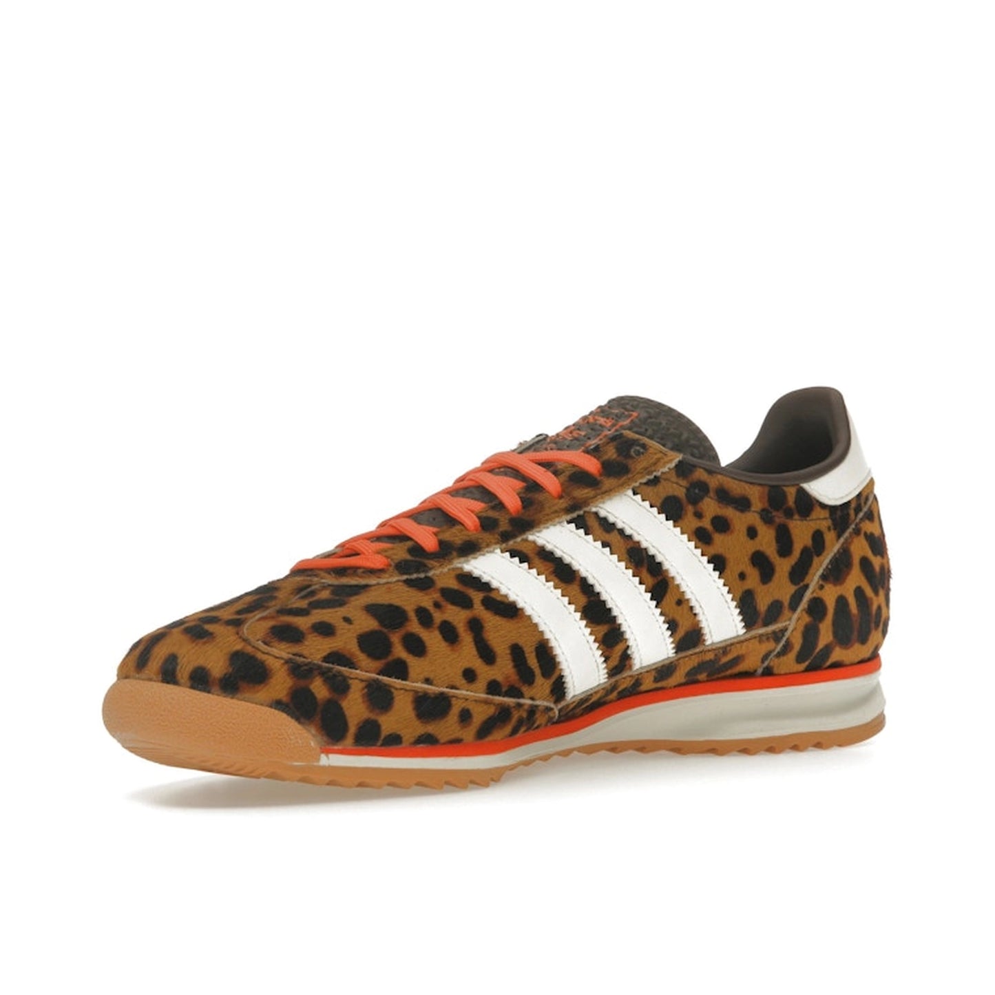 adidas SL 72 OG Women’s sneakers, front view, in leopard print with black and beige details.