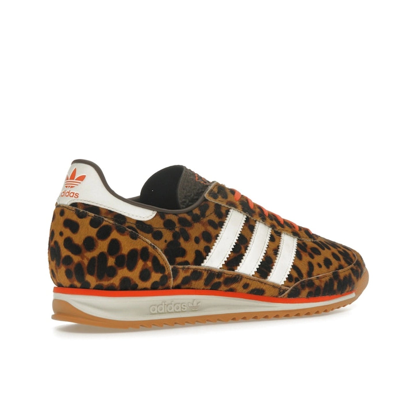 adidas SL 72 OG Women’s sneakers, back view, in leopard print with black and beige details.