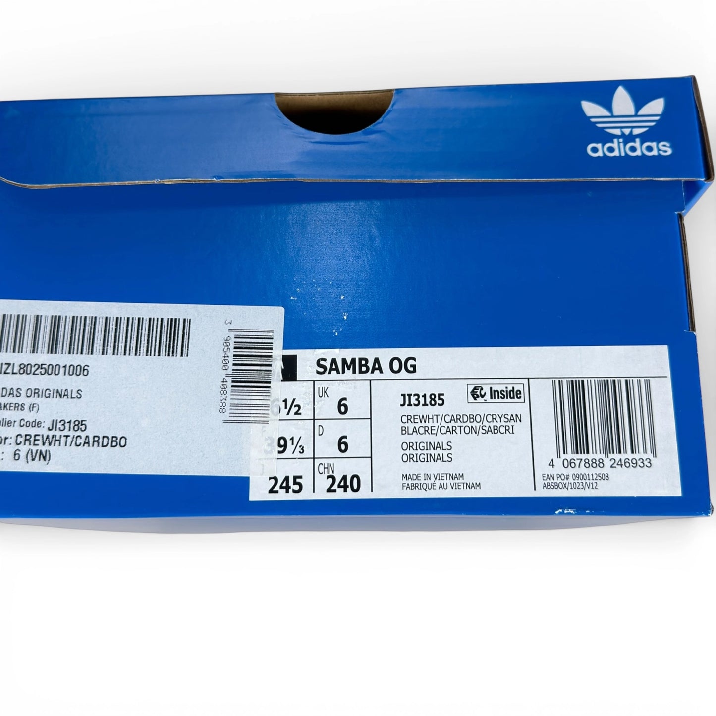 adidas Samba OG Cream White Cardboard JI3185 – EU 39⅓, brand new with original box