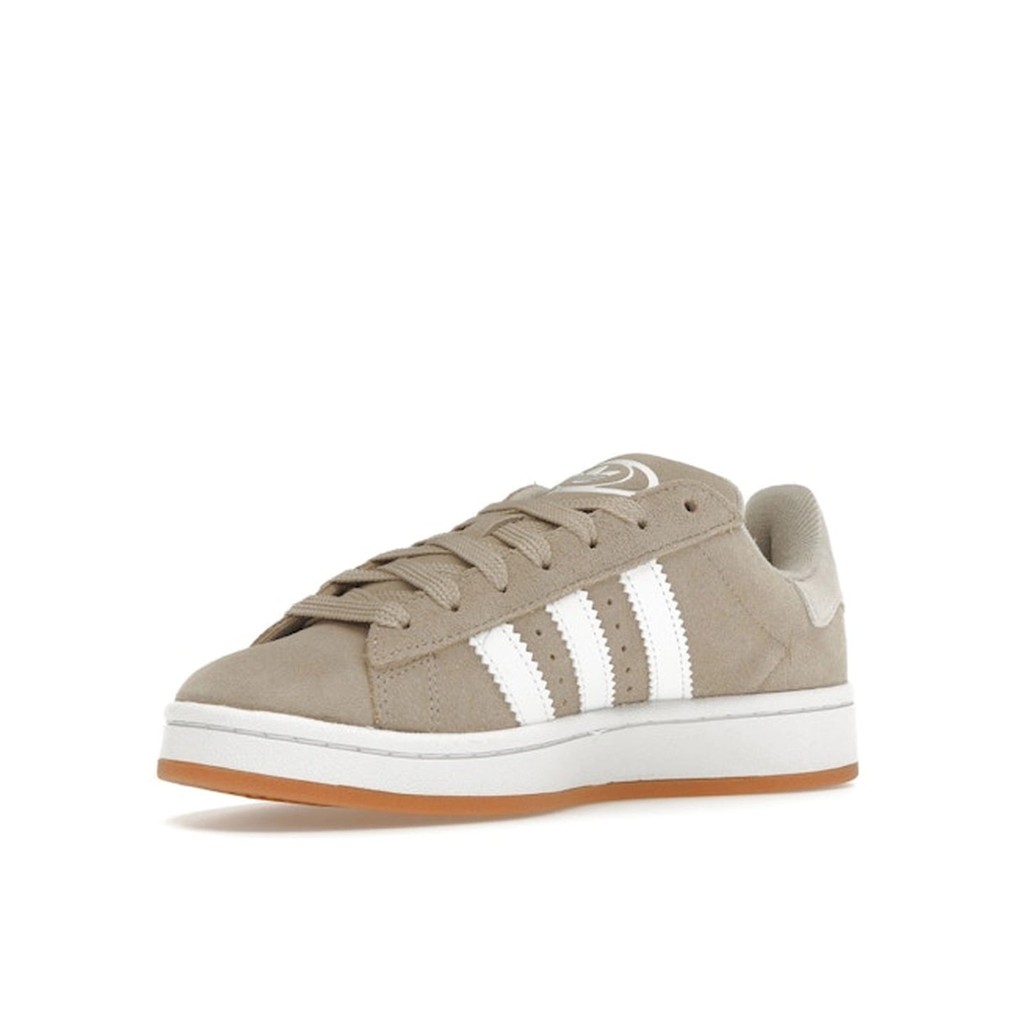 Adidas Campus 00 Wonder Beige sneakers, front view, model JI4461, in beige with white stripes.