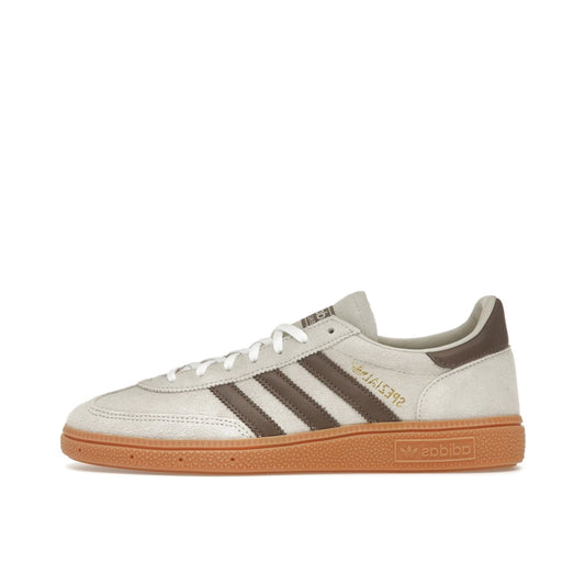 adidas Handball Spezial Off-White Earth Strata, side view, suede and leather upper with gum sole.