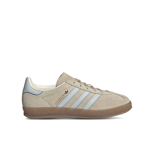 adidas Gazelle Indoor Wonder beige and halo blue suede sneakers for women