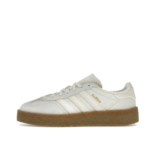 adidas Gazelle Crepe CLOT sneakers, side view, in cream white with crepe sole.