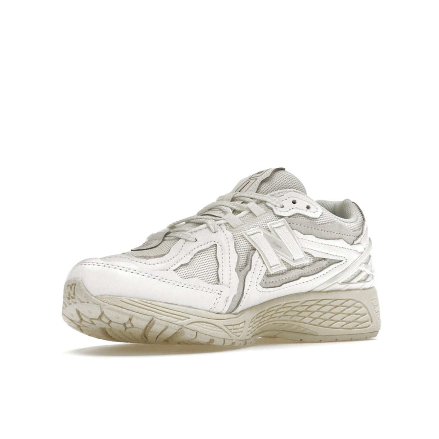 New Balance 1906D Protection Pack sneakers, front view, model M1906DE in total white.