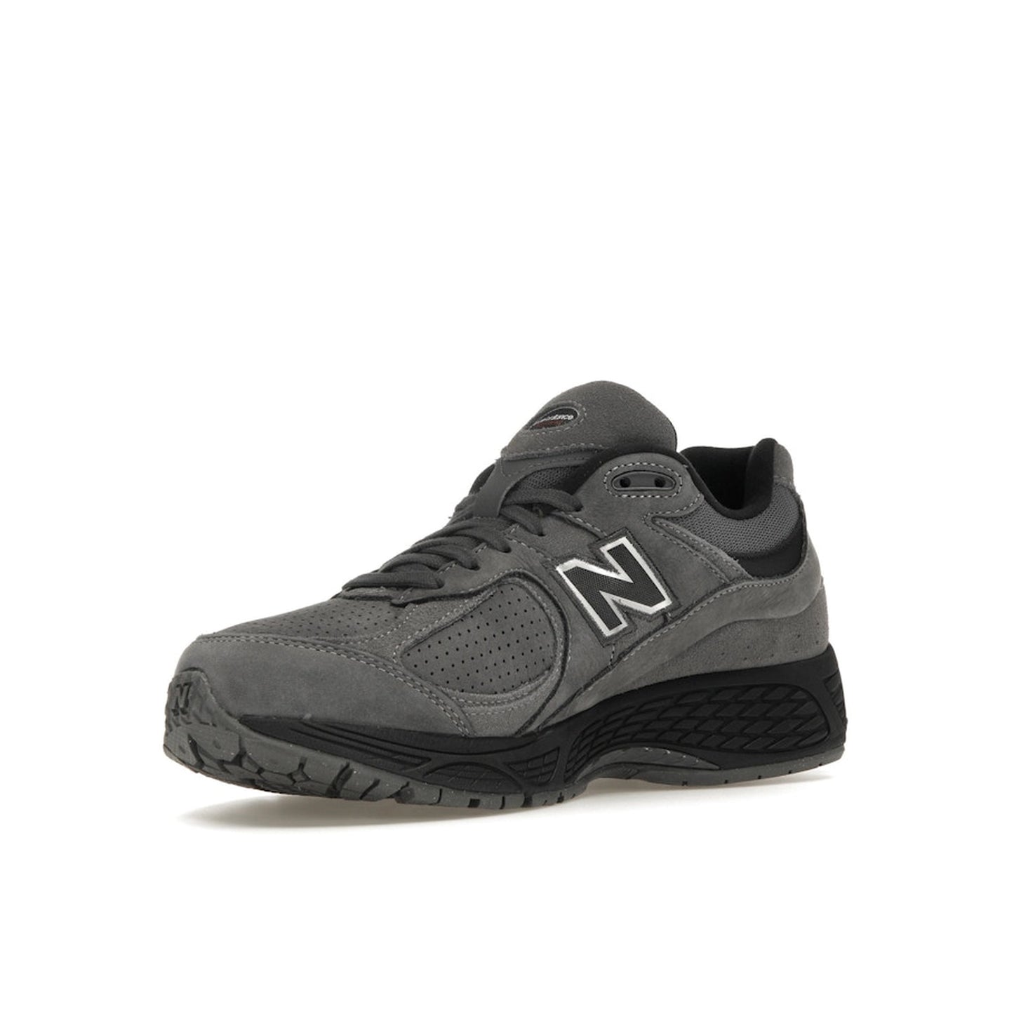 New Balance 2002R sneakers, front view, model M2002REH in castlerock with black details.