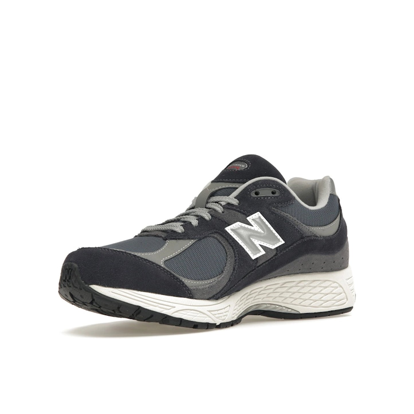 New Balance 2002R, front view, in eclipse and raincloud with suede and mesh upper.