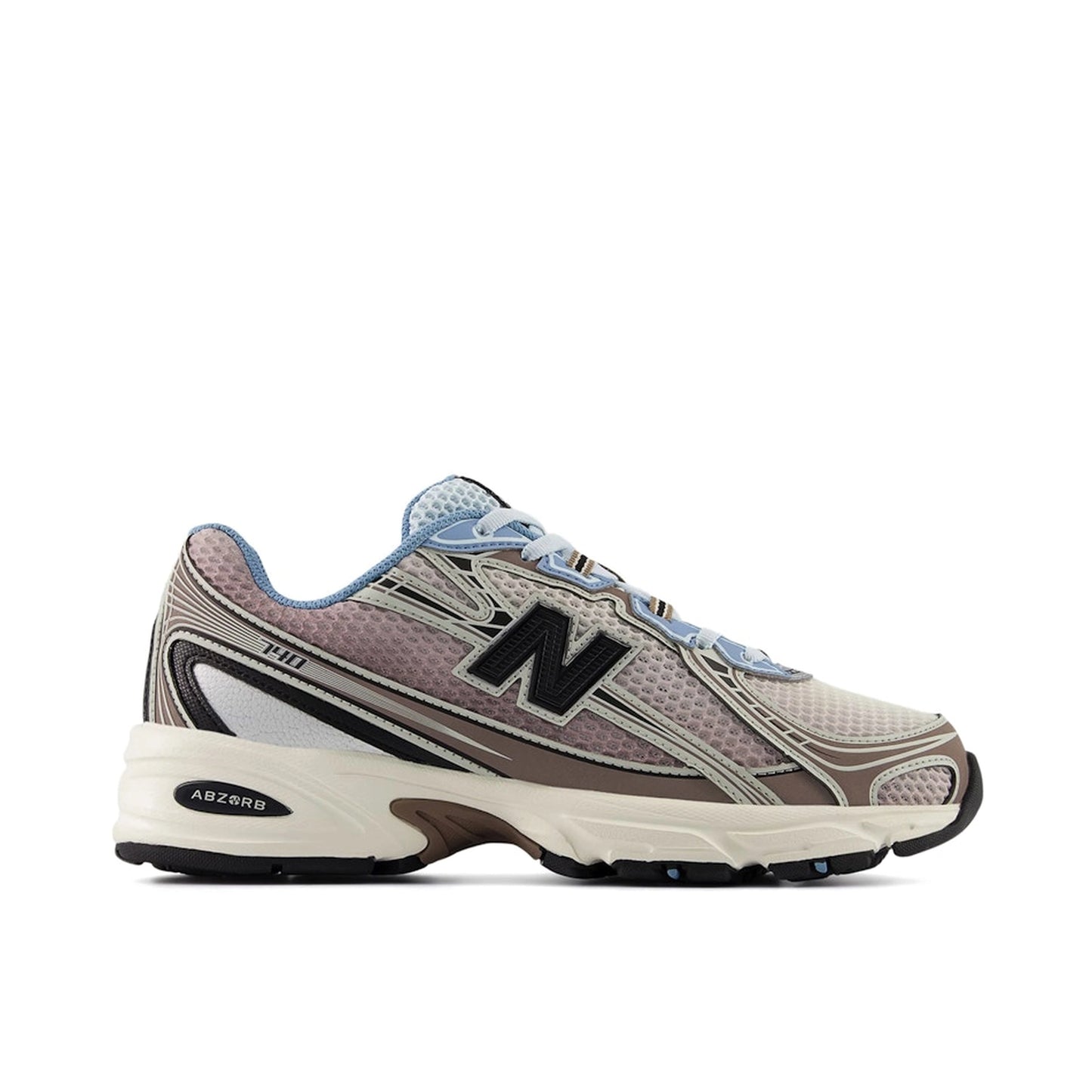 New Balance 740v2 Sea Salt Earth Shadow U740BL2, side view, in cream mesh with earthy grey suede overlays.
