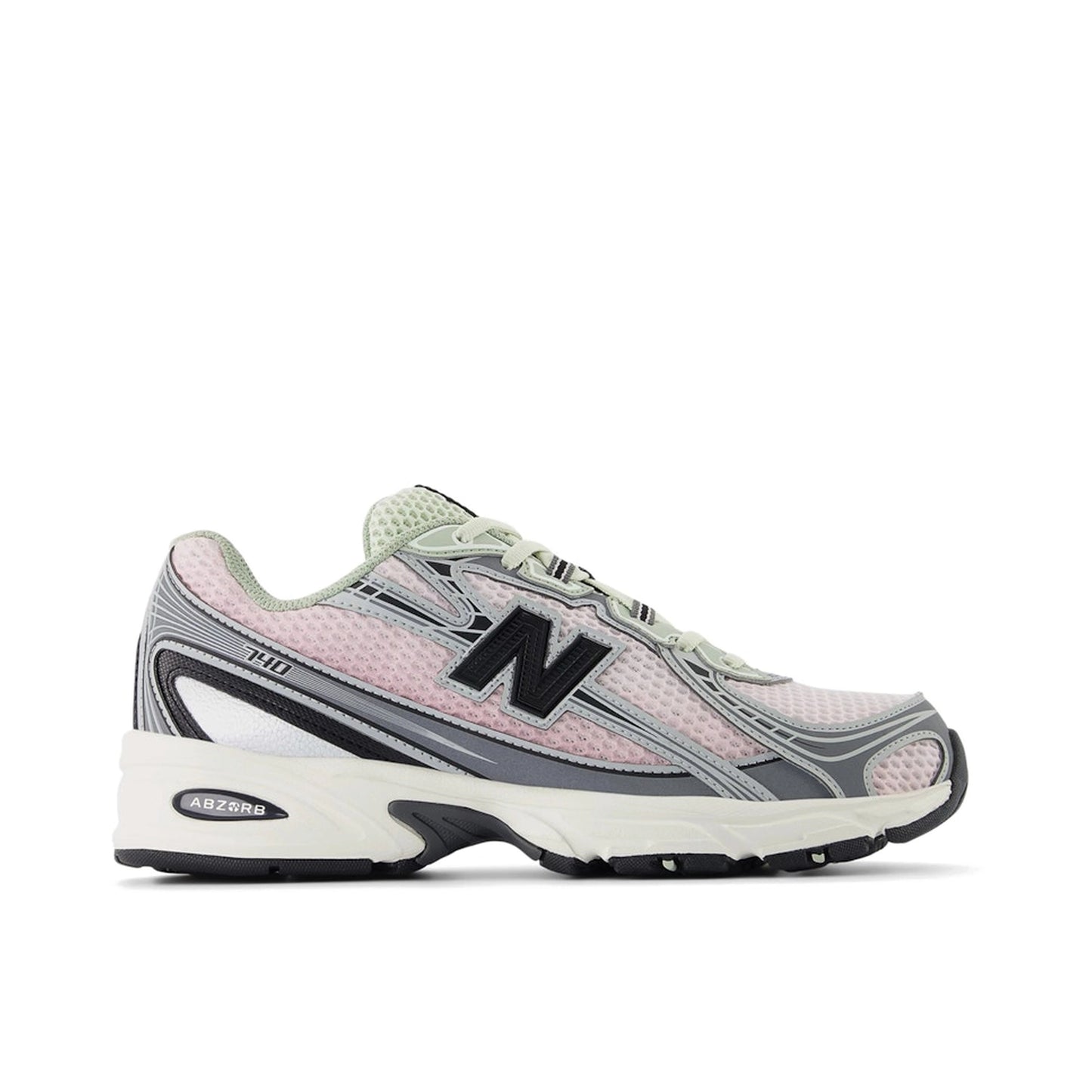 New Balance 740v2 Pink Granite Mineral U740YG2, side view, in soft pink suede with mineral grey accents.
